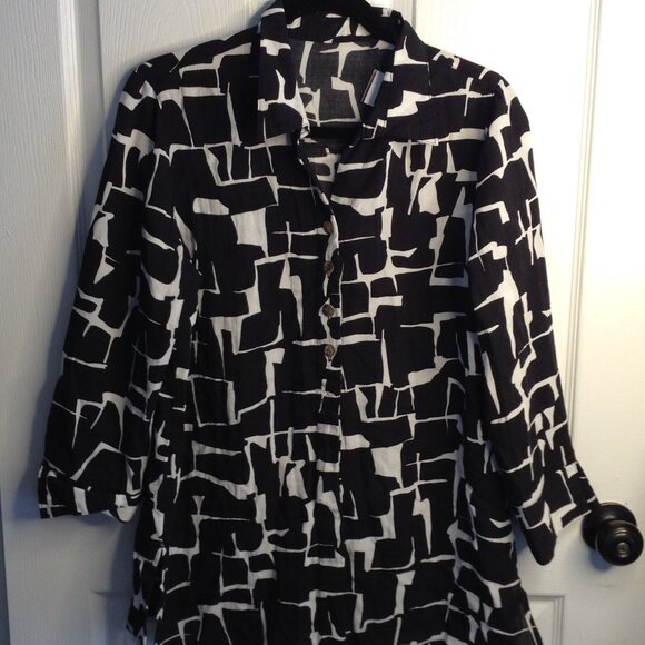 Fridaze Tops - VTG Fridaze "S" Redefined Linen Button Up, Boxy, Quiet Lux Blouse, Chic Bohemian